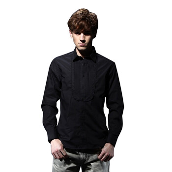 DESIGN CORNER 男胸前褶皱商务休闲长袖衬衫SH11S1062 白色 XXL