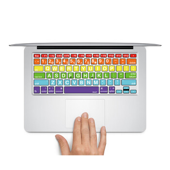 SkinAT MacBook苹果笔记本 iMac 键盘贴膜 保护贴 键盘膜 贴纸 白大字体彩虹色 Pro 15 (Retina)