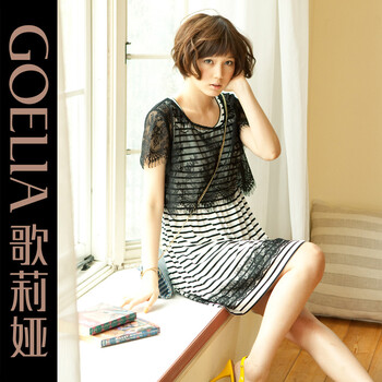 歌莉娅GOELIA 2012夏季新款 蕾丝两件套连衣裙26E4B660 条纹 L
