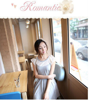 SOOBEST2012韩版新款夏季甜美镂空花边拼接圆领收腰女背心连衣裙986899 灰色 均码