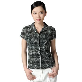 应大女装 2012春夏新款 印花修身女士衬衣带领上衣 蓝色 170/96B