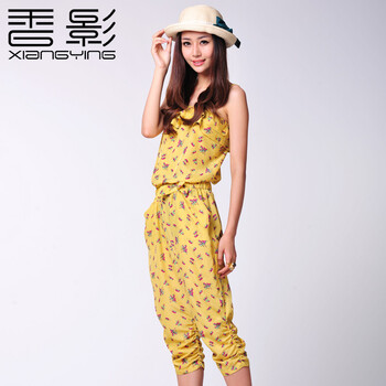 香影2012夏季新款夏装连体裤荷叶边雪纺女装吊带修身K822154原价349