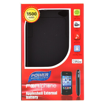 琪瑞（CHEENERGY）苹果手机 appleshell背夹背壳/移动电源1500mAh 适用iPhone4/iPhone4S (哑光黑）