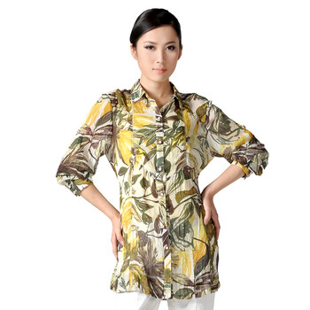 应大女装 2012新款典雅时尚印花收腰女士中长款上衣 多色 170/104B