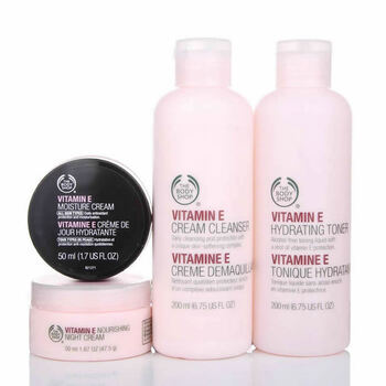 TheBodyShop TBS美体小铺 VE维生素E4件套(洗面奶200ml+调理水200ml+日霜50ml+晚霜50ml)控油保湿