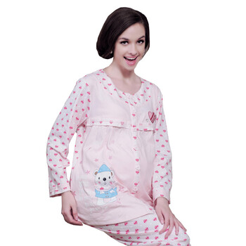 雅孕孕妇睡衣 孕妇家居服 月子服哺乳睡衣 BE01 特价 浅粉色 XL