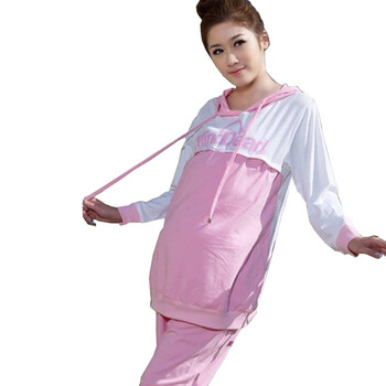 雅孕-DE88 春夏孕妇哺乳衣 月子服 家居服 喂奶衣 休闲运动外出服 粉色 XL