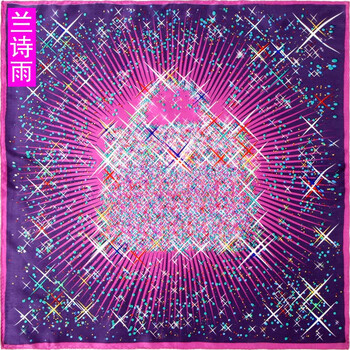 兰诗雨星光璀璨100%真丝小方巾 女 LSY200079 黑色 均码