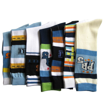 ON21 4双装儿童夏款字母提花护腿袜 运动袜 M23 颜色随机 15-18CM