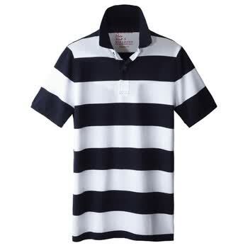 Giordano佐丹奴 Polo 男炫彩个性横间修身POLO 01012014 暗蓝色 L