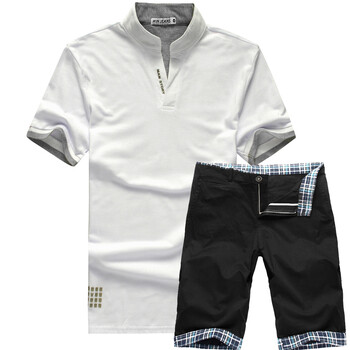维杰斯WINJEANS 2012新款潮男时尚夏日套装（五分裤+立领POLO衫）14组可选 黑色 XXL+XXL/36
