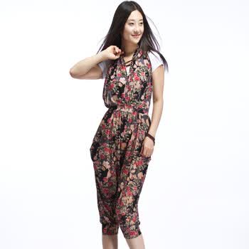 妮蕾迪 2012夏新款性感时尚露背系带装饰连体哈伦裤70703 红色 均码