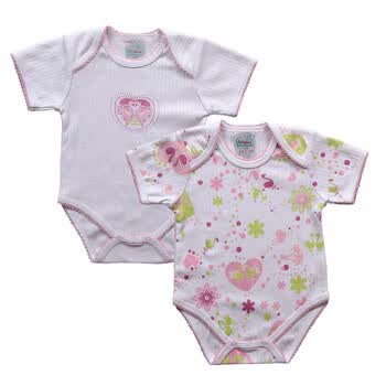 爱高玛 Acousma 2012新款婴儿连身衣 宝宝短袖三角爬服两件装 B4032 白色 80码
