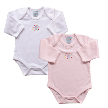 爱高玛 Acousma 2012新款婴儿连身衣 宝宝长袖三角爬服两件装 B4007 粉蜜白蜜 74码