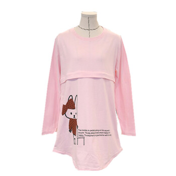 蕾曦 秋夏季新款 韩版时尚孕妇哺乳上衣 WML.210兔子哺乳衣 粉色 均码