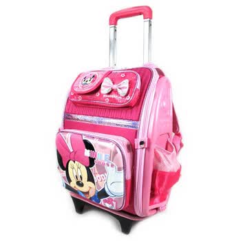 Disney/迪士尼 米奇米妮小学生减负拉杆书包 玫红