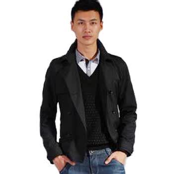 汤尼俊士(Tonyjeans)翻领双排短夹克1211104100-99 黑色 XL
