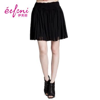 【开业狂欢】伊芙丽 2012夏装新品雪纺半身裙1134633 黑色 XL