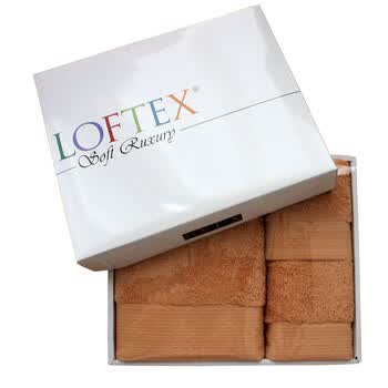 亚光LOFTEX一往情深素色高档面巾浴巾纯棉毛巾加大加厚女士洗脸巾面浴礼品装（1浴2面） 咖啡 套巾