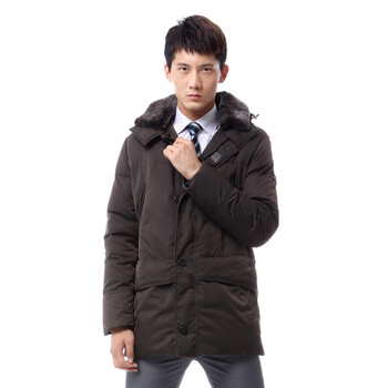 雅鹿 男士毛领中长款羽绒服YBC1710 黑色 190/4L