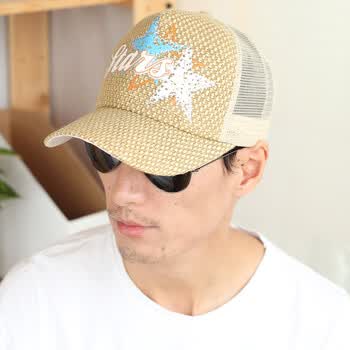 旺角16号 新款男帽 棒球帽 鸭舌帽 男款网帽 STAR星星 WM-12-617 米色