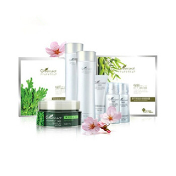 绿叶Green Leaf春夏补水美白排毒套装护肤品乳液爽肤水绿豆面膜贴8件套