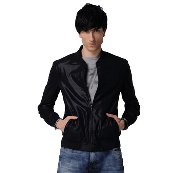 积普JIPU新款夹克男装 立领外套 男 英伦修身休闲夹克衫9121010703 黑色 XXL