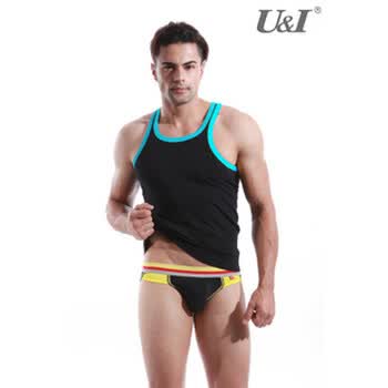 U&I 抗菌竹纤维 男士背心 吊帶 收身健身運動 AF時尚园领612 白色 XL码