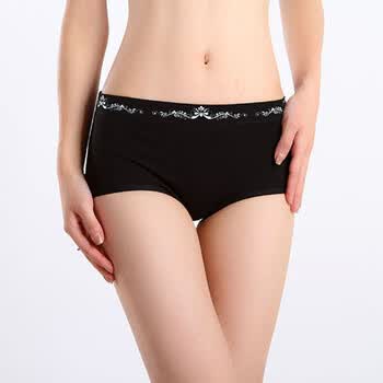普利诗 时尚舒适印花女裤 7023　三条装 黑色 L