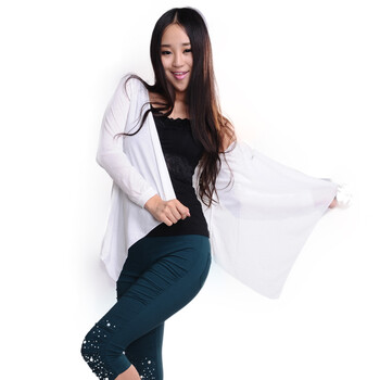 满200减60！WELADO维拉朵 2012新款夏无扣披肩款长袖开衫防晒衣 空调衫8002 白色 均码