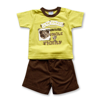 爱高玛 Acousma 夏季婴童宝宝纯棉短袖套装B6805 绿色 86码