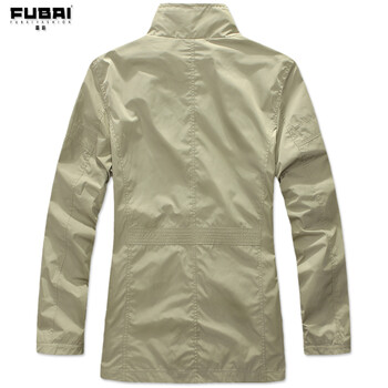 富柏fubai 春装新品 正品男士商务休闲薄款中长立领夹克外套F009 芷青 XXL-185