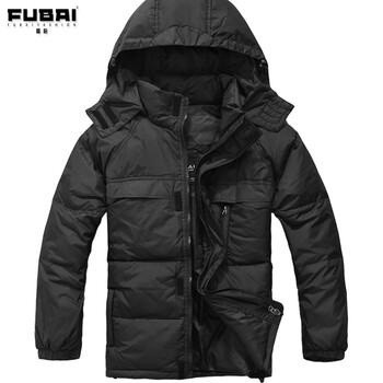 富柏Fubai 2011冬季新款 休闲连帽加厚时尚男羽绒服羽绒衣外套02Y02 黑色 XXL-185