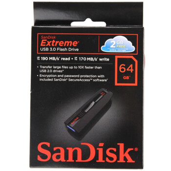 闪迪（SanDisk）至尊极速（CZ80）64GB U盘 USB3.0 读245MB/s，写190MB/s