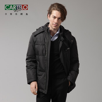 原价830 卡帝乐鳄鱼cartelo新款短款男士亮面羽绒服 正品清仓 深灰色 XXXL