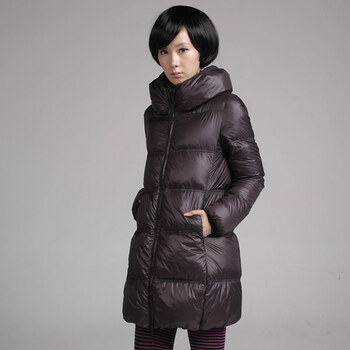 播静若水二韩版修身羽绒服长款轻盈加厚BDE4RB5559 K10/土黑色 XL