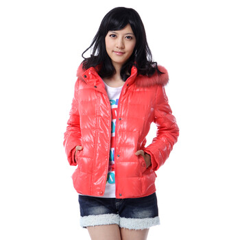 雅鹿 女 貉子毛休闲时尚短款90绒羽绒服 ^@^LD20070 金色 175/XXL