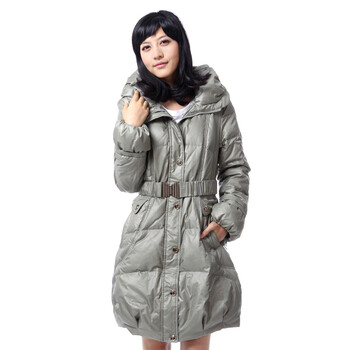 雅鹿 女 大兜领腰带修身90绒羽绒服 ^@^LD25030 黄绿色 175/XXL