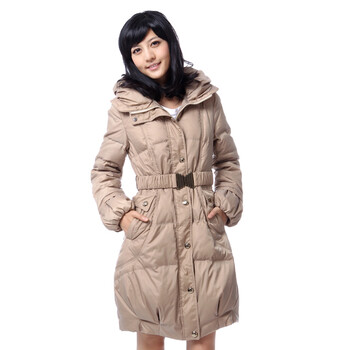雅鹿 女 大兜领腰带修身90绒羽绒服 ^@^LD25030 米色 175/XXL