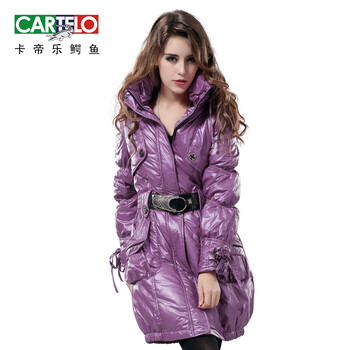 卡帝乐鳄鱼女装羽绒服长款修身羽绒服加厚0803 深蓝色 XXXL