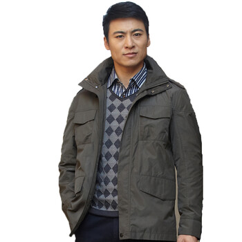 Hodo红豆2012男士立领修身薄款夹克衫外套 军绿色 170/88A