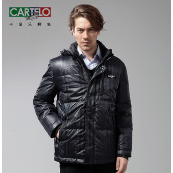卡帝乐鳄鱼cartelo 男装亮面中长款羽绒服 0633 暗红色 S
