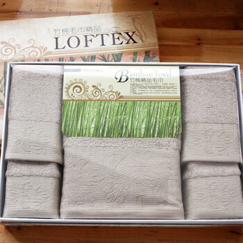 亚光LOFTEX竹韵竹棉精品毛巾礼品盒装简约线条弱捻工艺凹凸质感送礼最佳！（1浴2面2方） 棕色 套巾