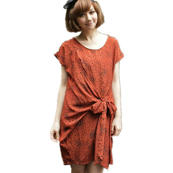 蕾曦 2012夏季新款孕妇装 孕妇连衣裙 孕妇点点裙 蝴蝶结 YLYM.1241 桔色 均码