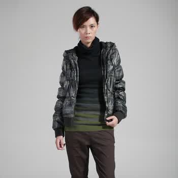 播 紫丁香的香格子修身羽绒服偏小BDD4R1427 B31/蓝格 L