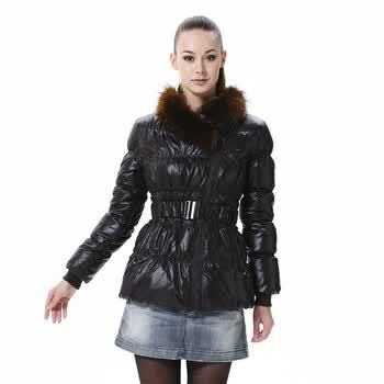 波司登羽绒服女亮面修身毛领时尚款 BR2258 631(黑巧克力) 190/108A(XXXXL)