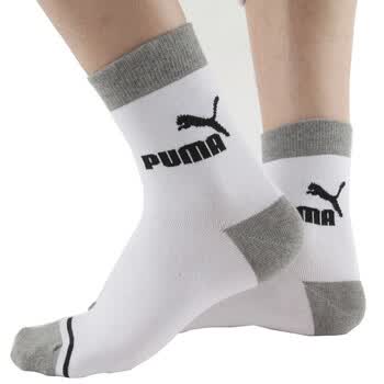 【全场满200减60，先领券，后下单】PUMA 彪马 男士精梳棉 提花休闲 短袜子P1152011 漂白-中花灰 25-27cm