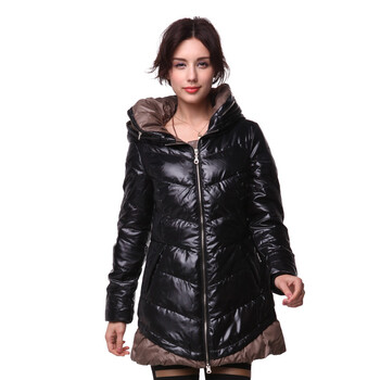 年中大促 爱美斯特价新款正品实用保暖简洁温暖型羽绒服女中长款 黑色 (XXL)175/96A