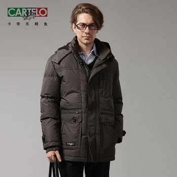 卡帝乐鳄鱼cartelo男装冲锋衣中长款羽绒服1612 红色 XXXL