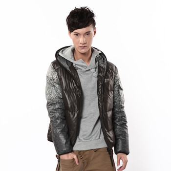 波司登羽绒服 男连帽短款 SRD1105 1620/1621(毛呢绿/咖) 190/104A(XXL)